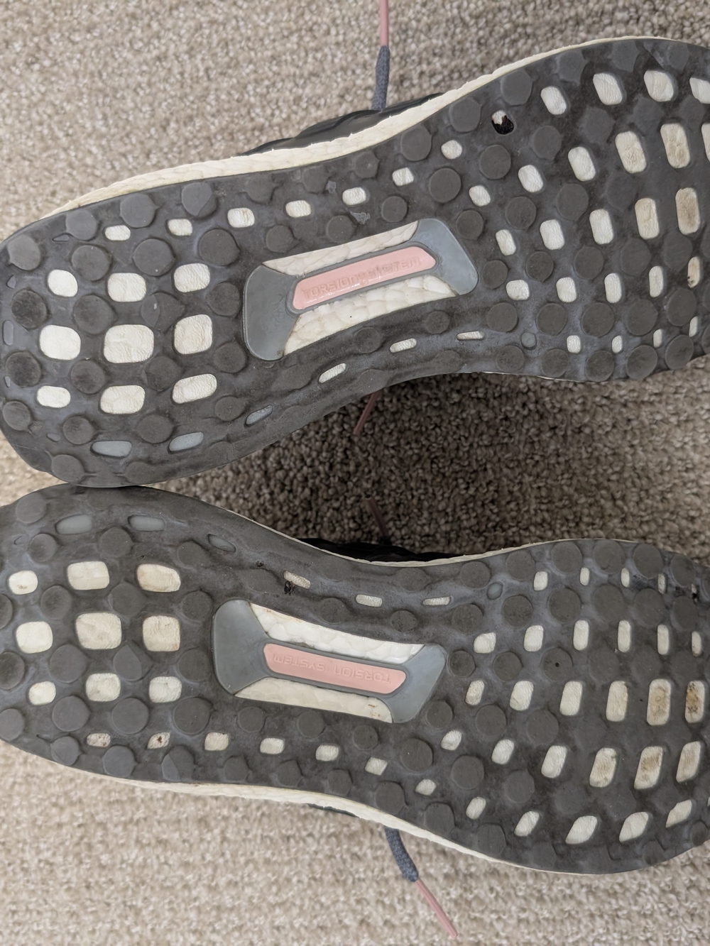 adidas Men’s Grey with Pink Accent Ultra Boost Sneakers - Picture 2 of 4